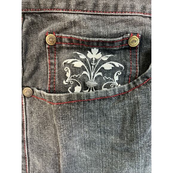Vintage Jinzu Shorts Mens 42 Grey Denim Baggy Embroidered - Picture 3 of 10